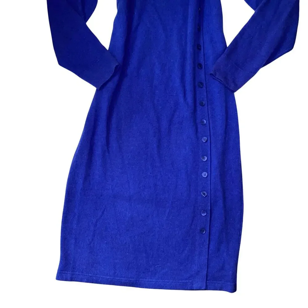 True Vintage Rabbit Hair and Lambswool Luxury Old Money Asymmetric Button Dress - Picture 13 of 16